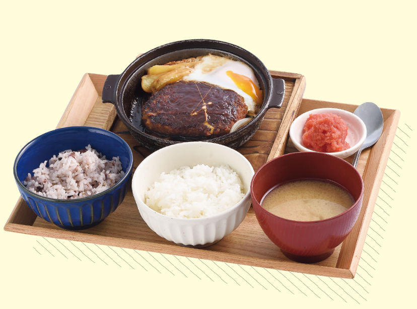 [さち福やCAFÉ]とろーり半熟玉子と特製デミソースのハンバーグ
