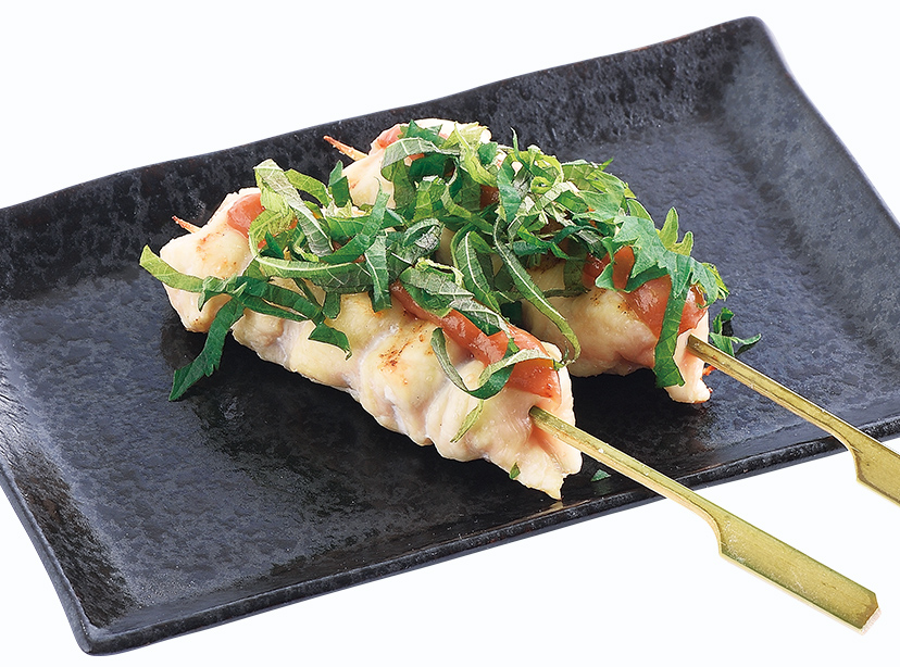[YAKITORI とり鉄] しっとりささみ串 梅しそ