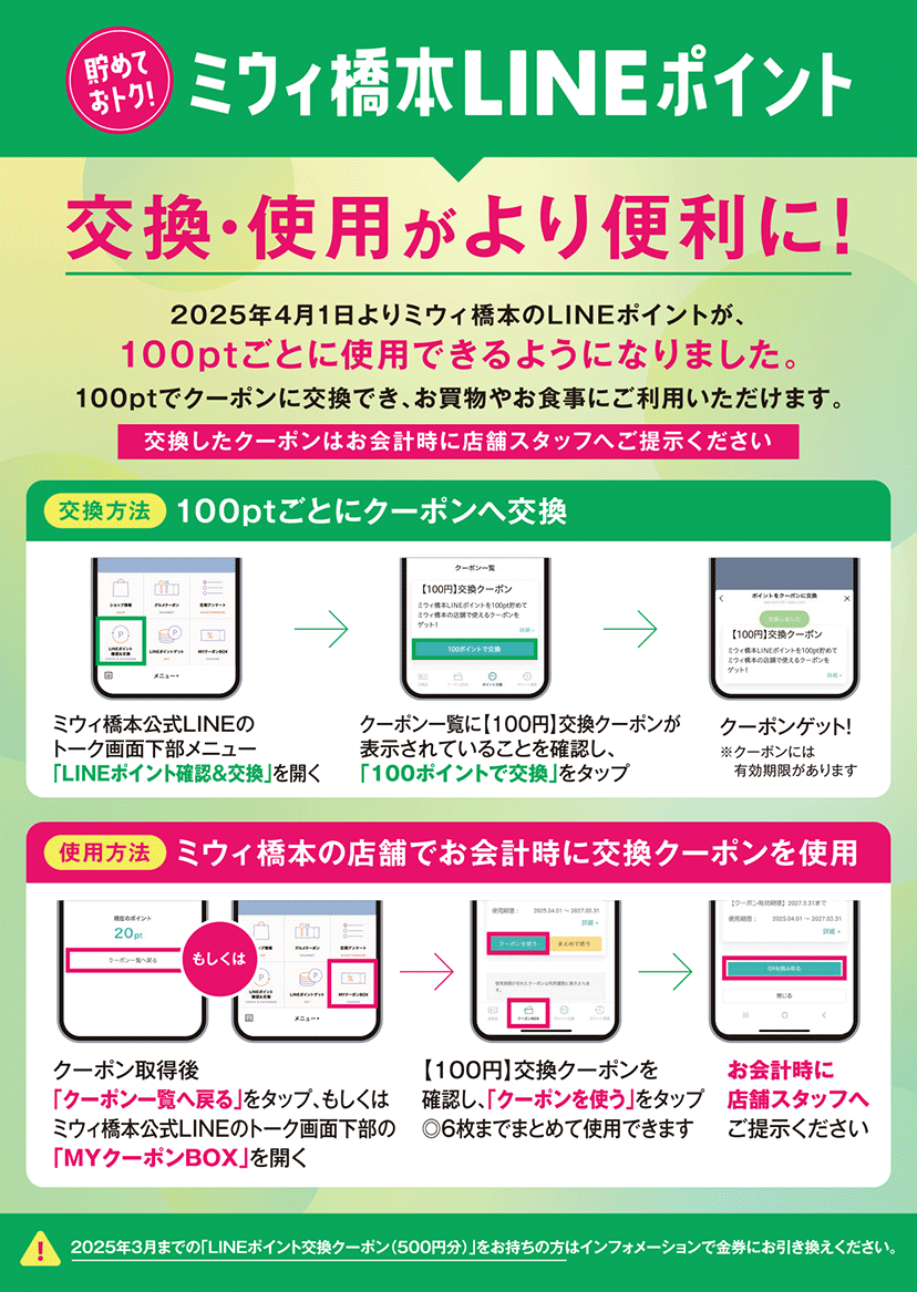 貯めておトク！　ミウィ橋本LINEポイント