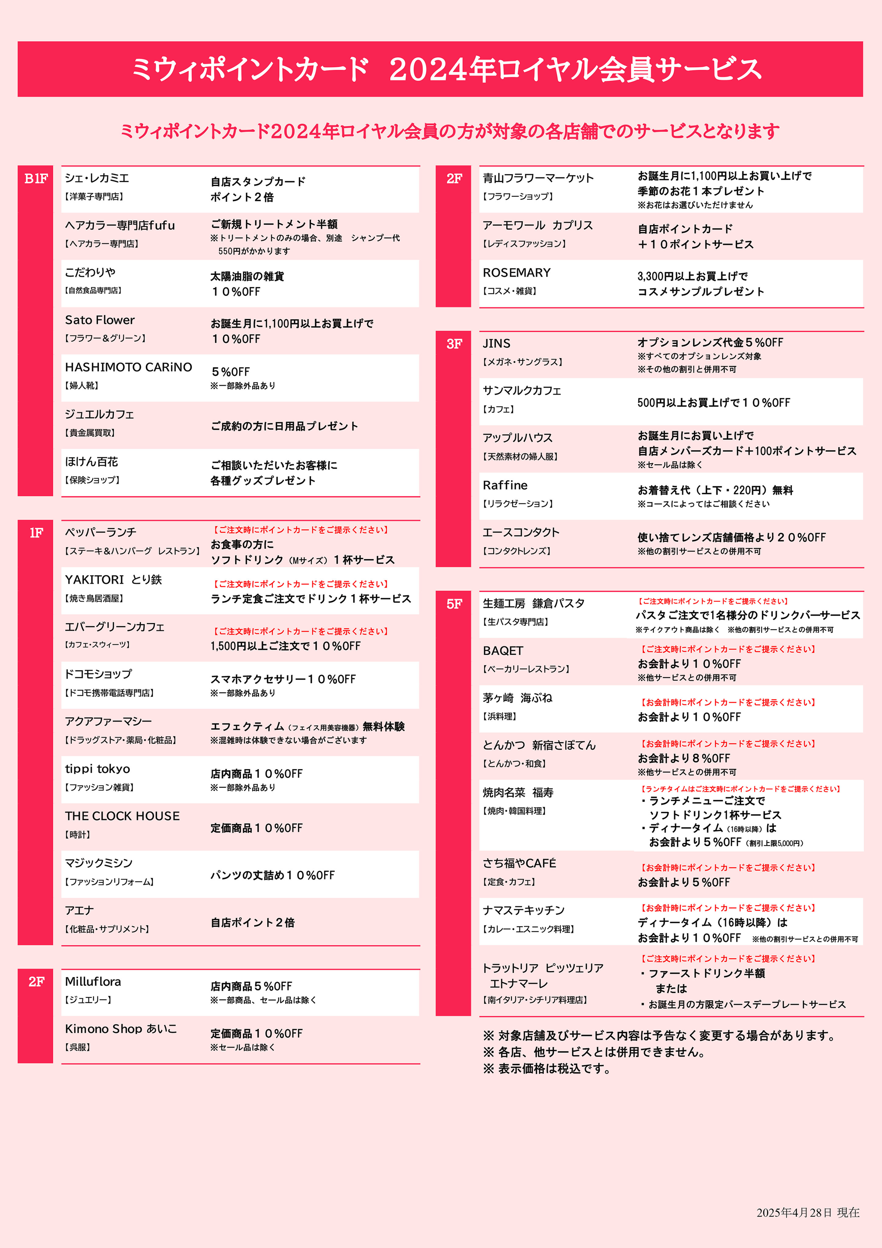 ミウィポイントカード 2024年ロイヤル会員サービスのご案内